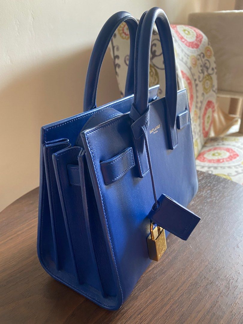 YSL Saint Laurent Classic Sac De Jour Royal Blue Grained Leather