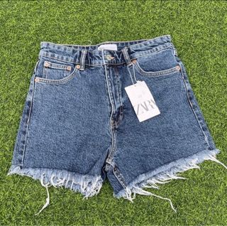 Zara Highwaisted Denim Cropped Shorts