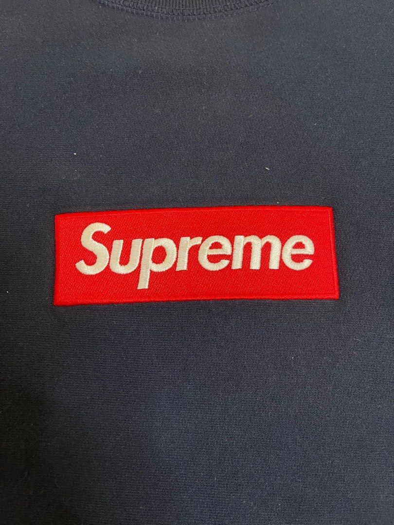 100 Legit Supreme Box Logo Crewneck Navy FW15 Men s Fashion