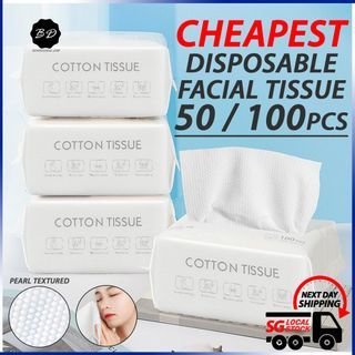 🚀100pcs Disposable Cotton Facial Towel/ One Time Use Large Face Tissue/ Make Up Remover Tissue/ 100% Organic Cotton