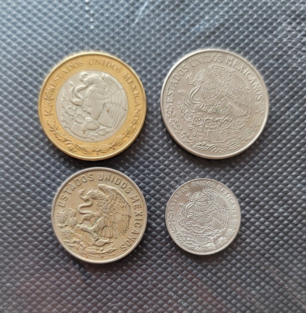 墨西哥10元1元50¢20¢共4枚一組, 書籍、休閒與玩具, 收藏、紀念品, 錢幣、紙鈔在旋轉拍賣