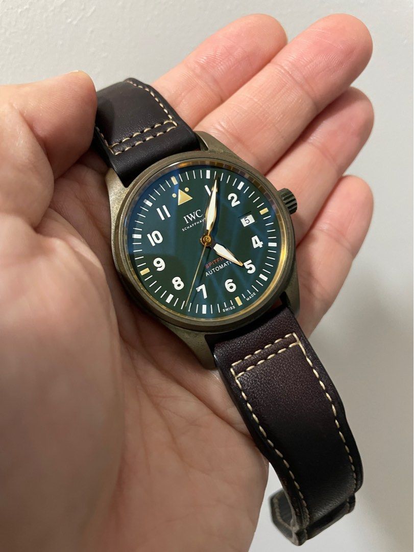 LOWEST RARE IWC Pilot Spitfire Green Dial Bronze 39mm