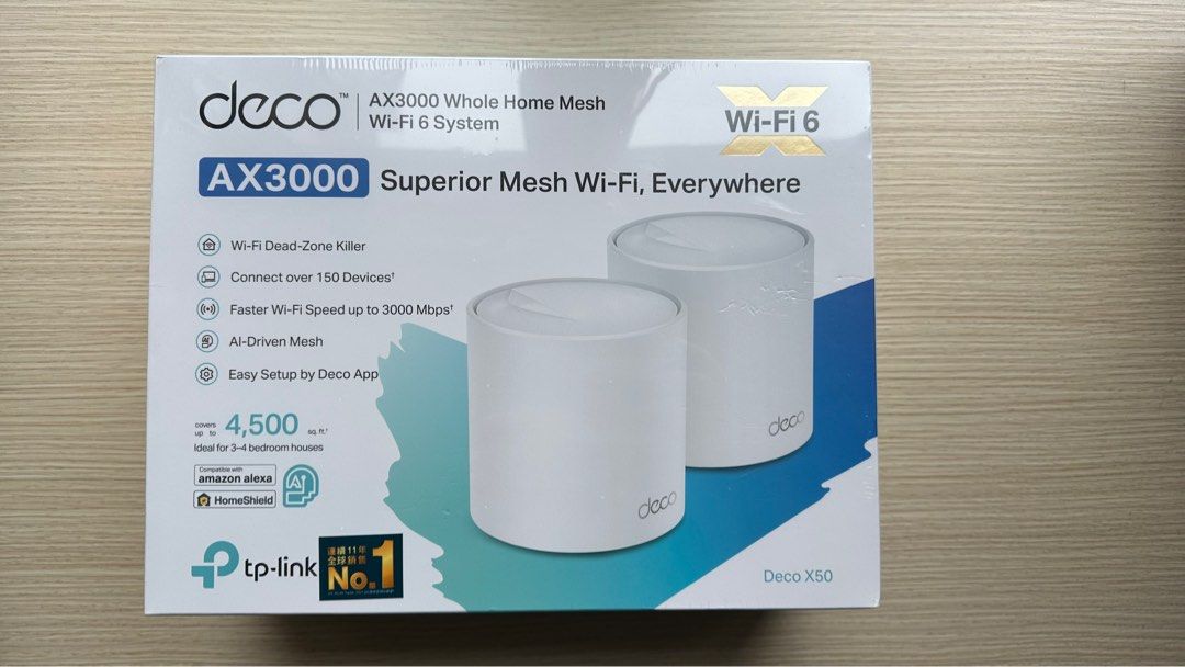 全新未拆tp link deco x50 ax3000 wifi 6 router 路由器（2件裝