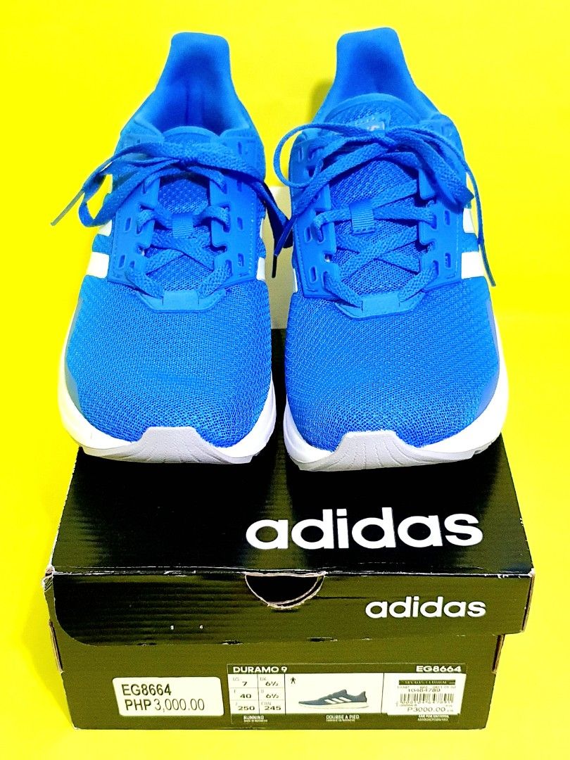 ADIDAS ORIGINAL BLUE DURAMO 9 US7 (Category: Sneakers) located in Makati City. Submitted by blue_owl_store (Listing ID 1224458855, Image 2). Description: ADIDAS ORIGINAL BLUE DURAMO 9 RUNNING SHOES SIZE US7 MEN / WOMEN 9 BRAND NEW AUTHENTIC SALE ₱999 SRP ₱3,000 PAY BY GCASH /MAYA LALAMOVE OR J&T LALAMOVE COD SHIPPING FEE BY BUYER SELLER MAKATI AREA.