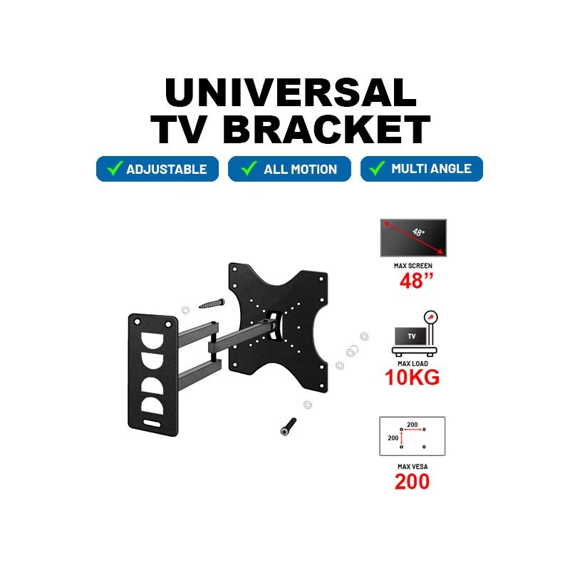 Adjustable TV Bracket Wall Mount All Motion Multi-Angle UNIVERSAl Complete SET with ALL Screw ...