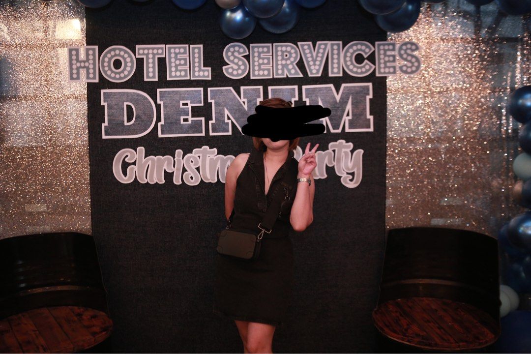 ASOS black denim dress (Category: Dresses) located in Quezon City. Submitted by cha.closet (Listing ID 1224432272, Image 3). Description: Super nice when worn Black sleeveless denim dress with collar Fits small to medium.
