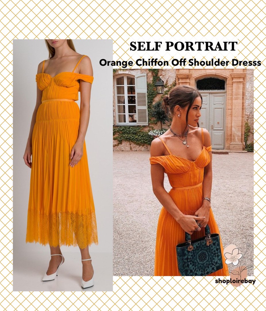 Self portrait orange deals chiffon dress
