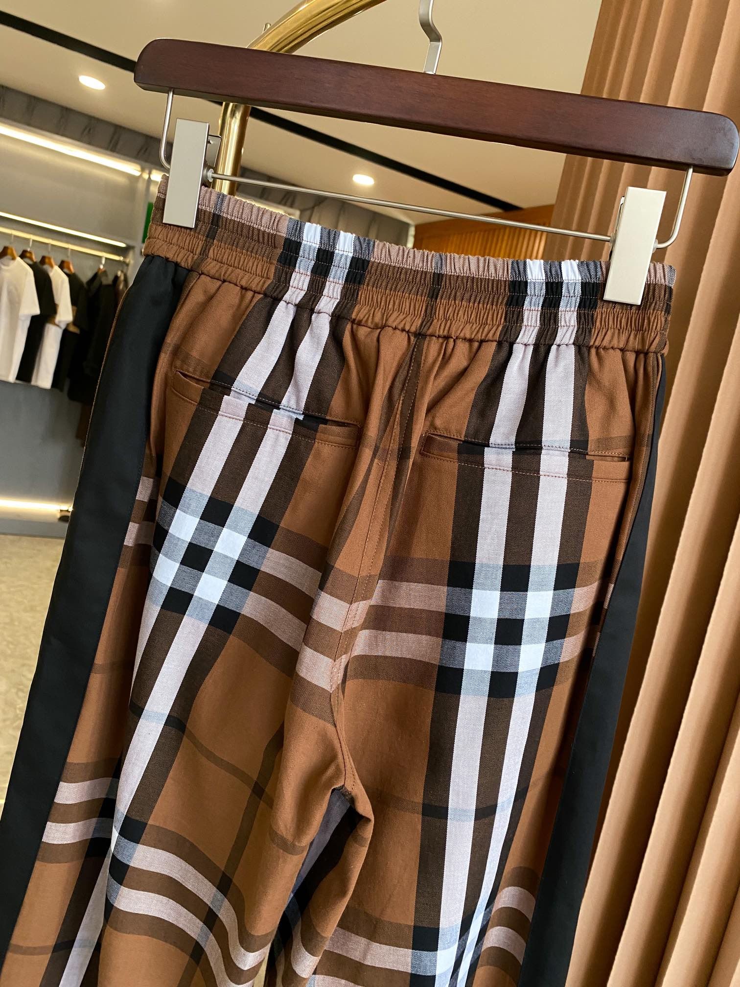 Vintage check cotton trousers on sale
