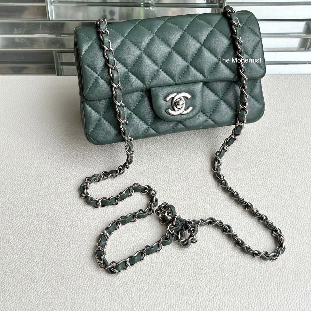 Chanel Green Quilted Lambskin Mini Classic Flap Bag  Labellov  Buy and  Sell Authentic Luxury