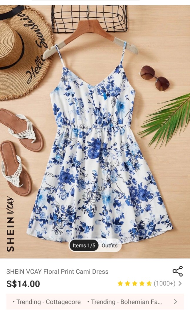 SHEIN VCAY Plus 1pc Floral Print Cami Dress