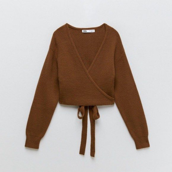 BNWT Balletcore Brown Knit Wrap Cardigan from Zara, Women's