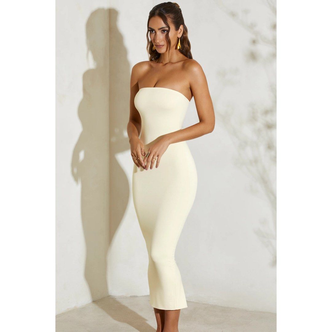 white christmas dresses Beige Bandeau Midi Dress – Gabi Swimwear main image 1