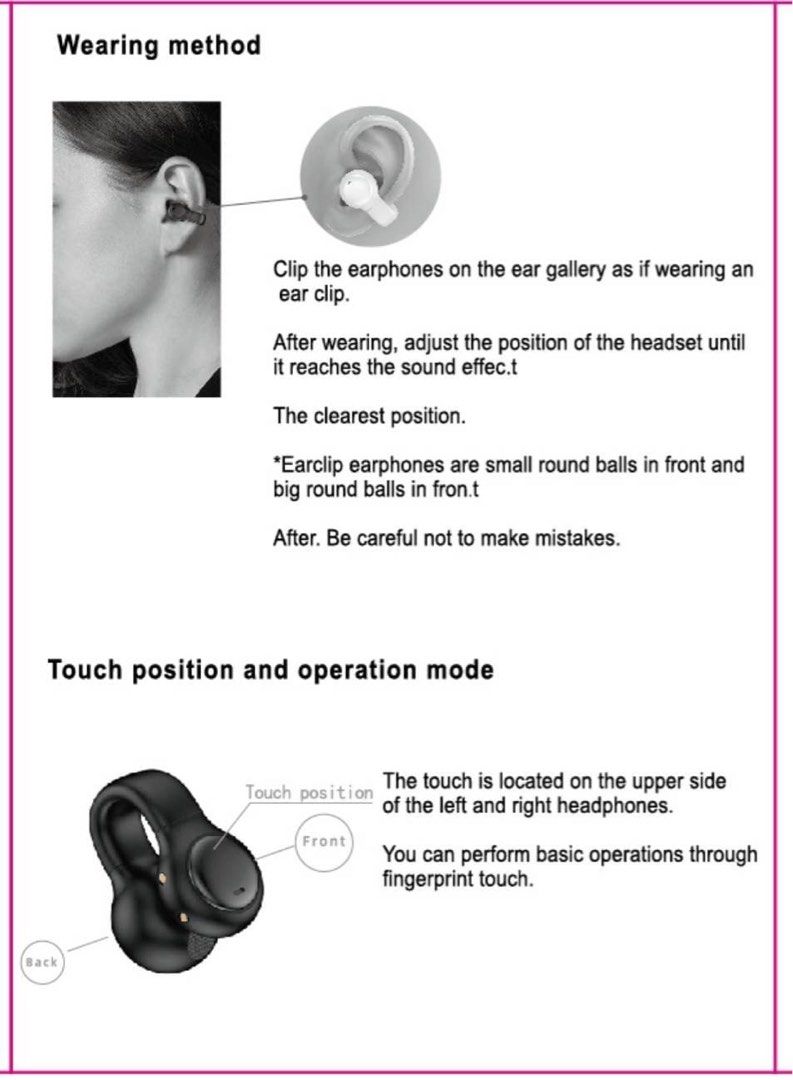 Bone conduction clipon noise cancelling sports earbuds Wireless