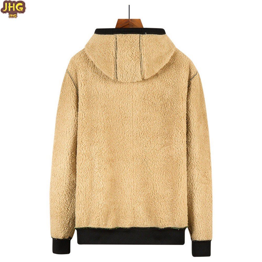 BRAND NEW IN STOCK Men s Hooded Cardigan Sweatshirt Padded and Thickened Lambswool Jacket Men s Autumn and Winter Jacket Men s Cloth for Casual