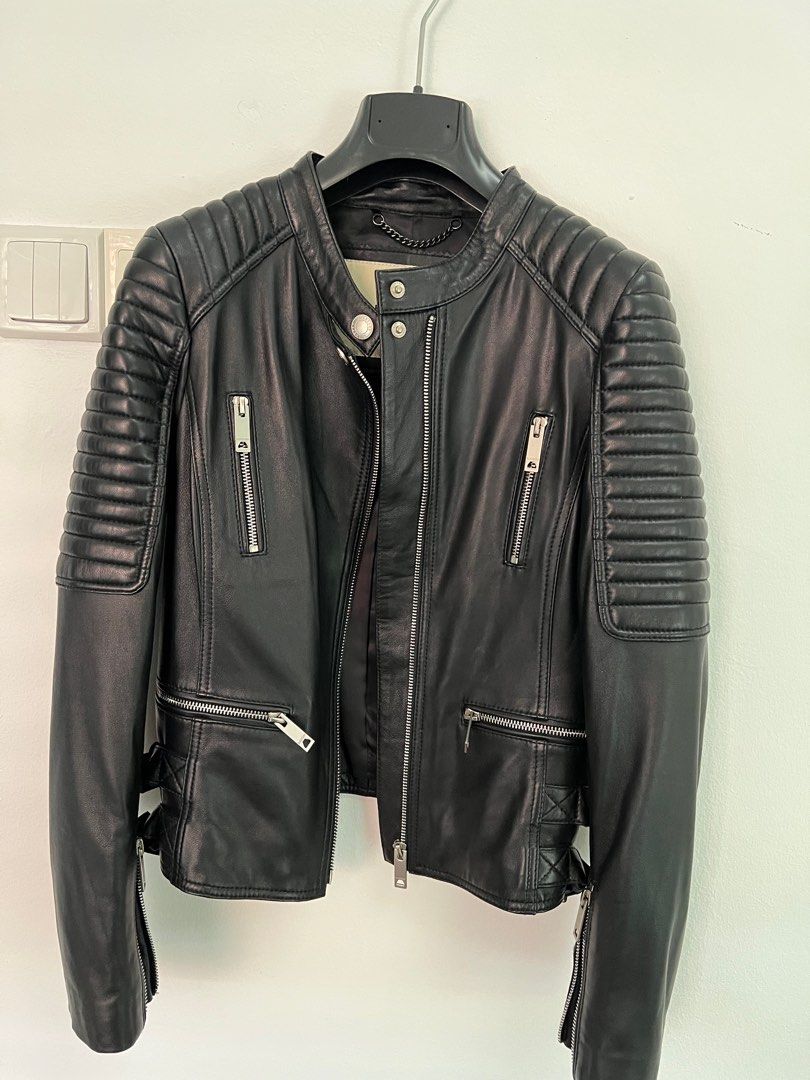 Burberry leather cheap biker jacket