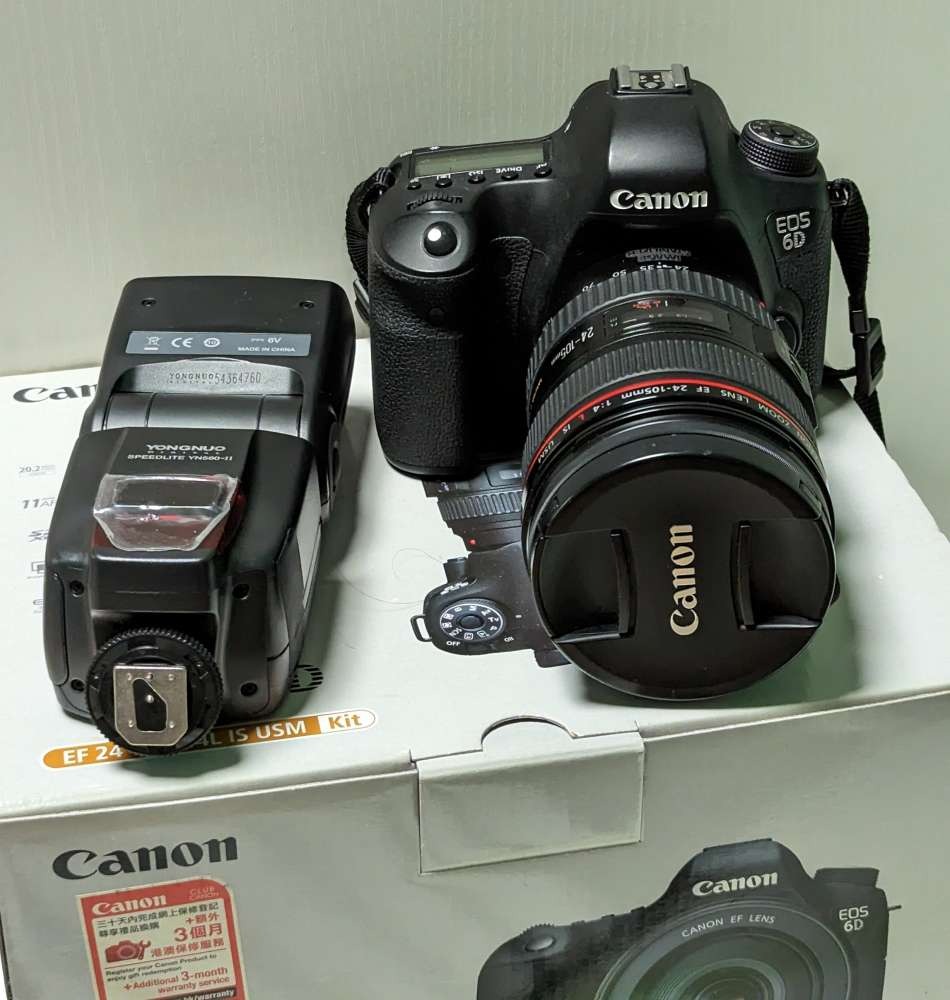 Canon EOS 6D 機身連EF 24-105mm f/4L IS USM 鏡(送閃光燈), 攝影器材