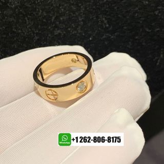 Cartier 18k Yellow Gold 5.5MM Band 3 Diamond LOVE Ring B4085800