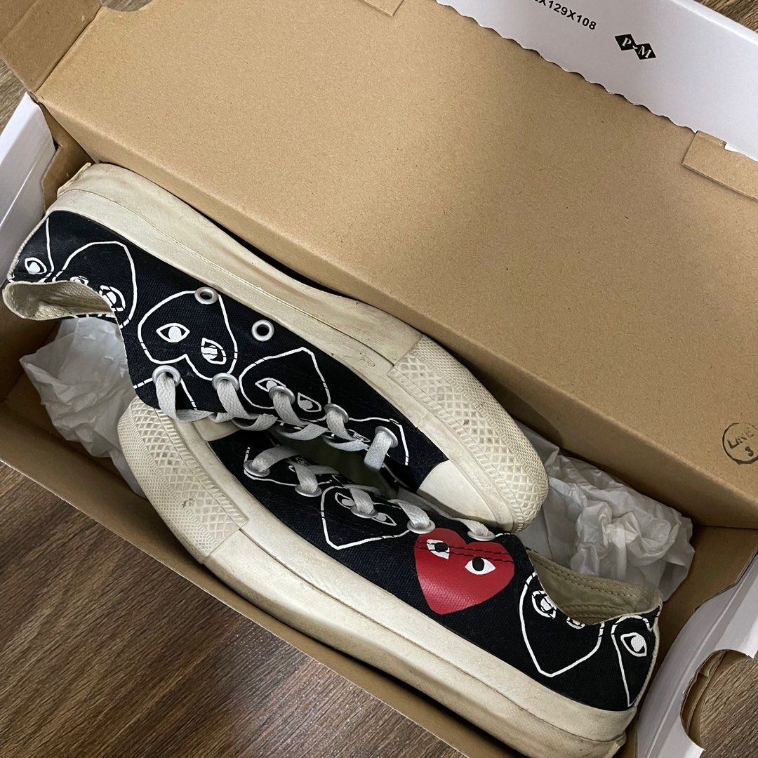 CDG PLAY x CONVERSE All Over Heart Japan Exclusive Women s Fashion Footwear Sneakers on Carousell