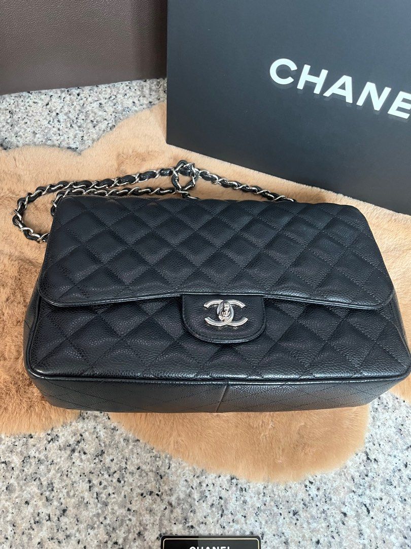 Chanel Bag CLASSIC SINGLE FLAP JUMBO BAG CAVIAR LEATHER BLACK, Luxury, Bags  & Wallets on Carousell