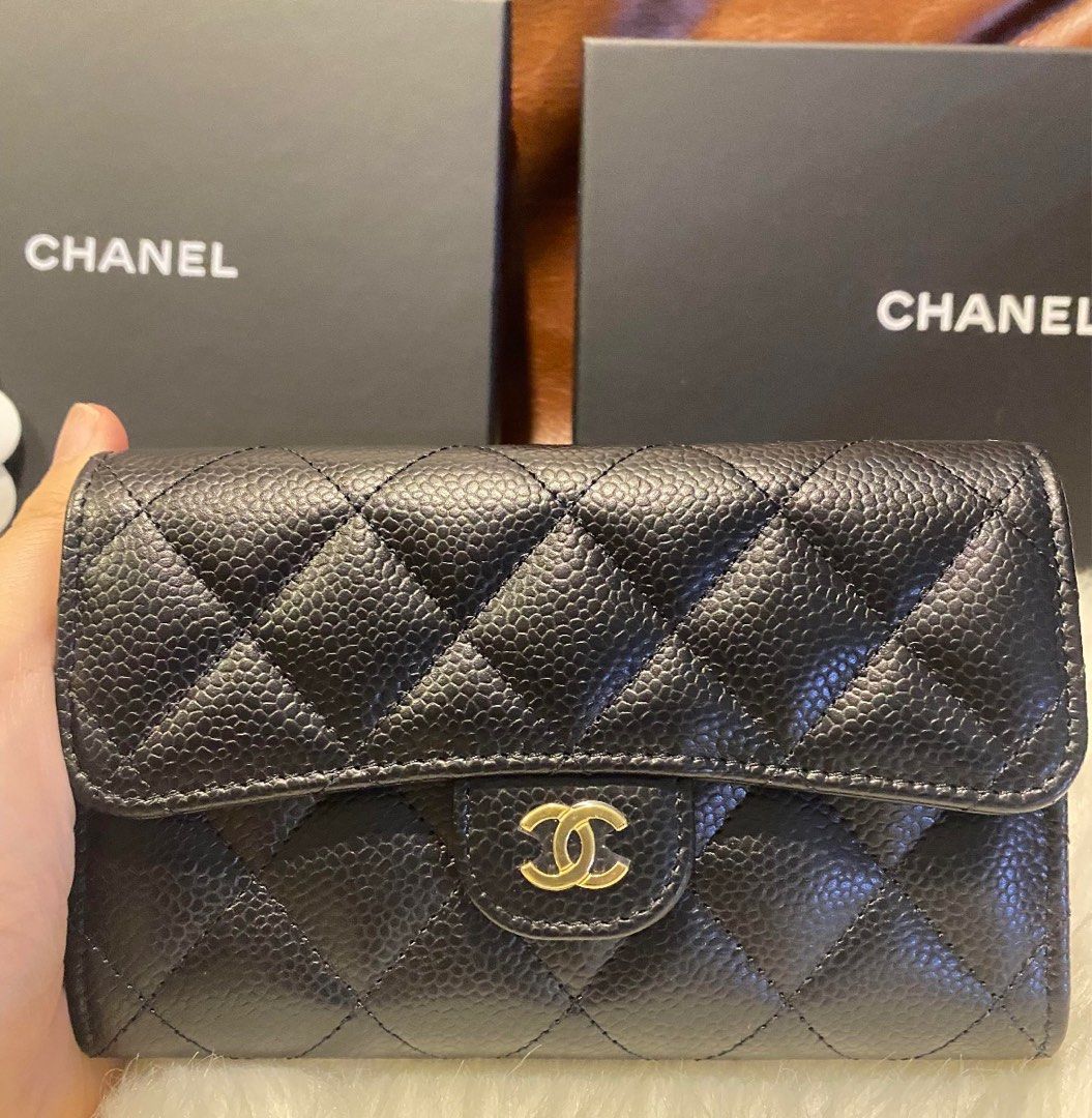 Chanel caviar wallet on chain woc flap bag, Luxury, Bags & Wallets