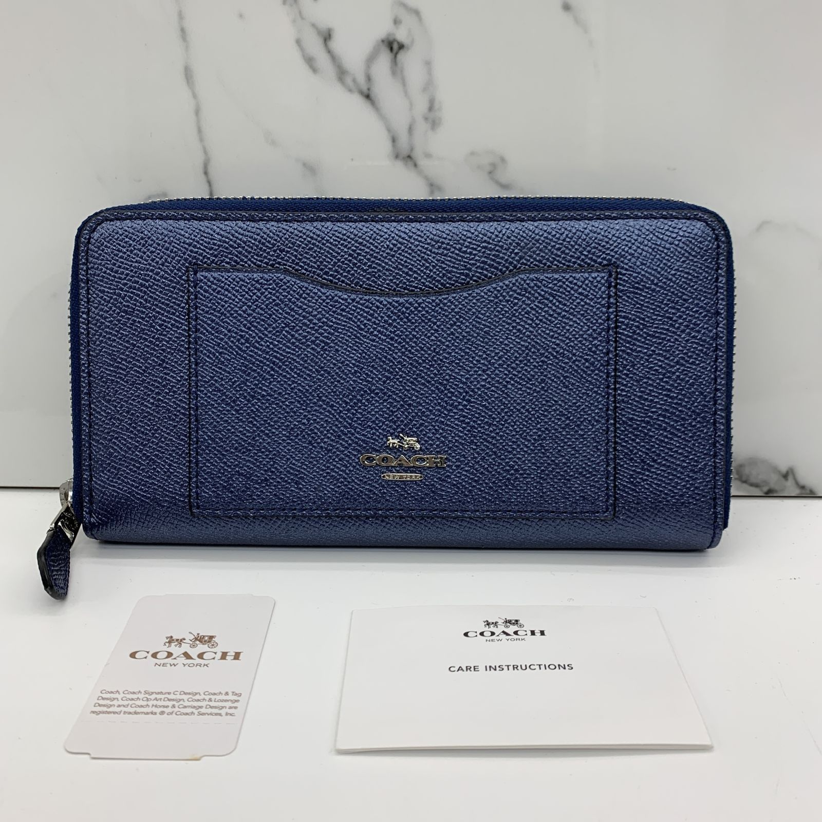 Metallic blue coach purse store