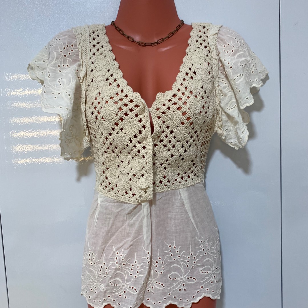Crochet Eyelet Swimsuit Cover up, Women's Fashion, Tops, Others Tops on