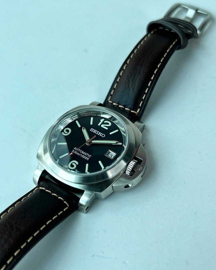 Custom Seiko Mod PAM in brushed metal 40mm Men s Fashion Watches