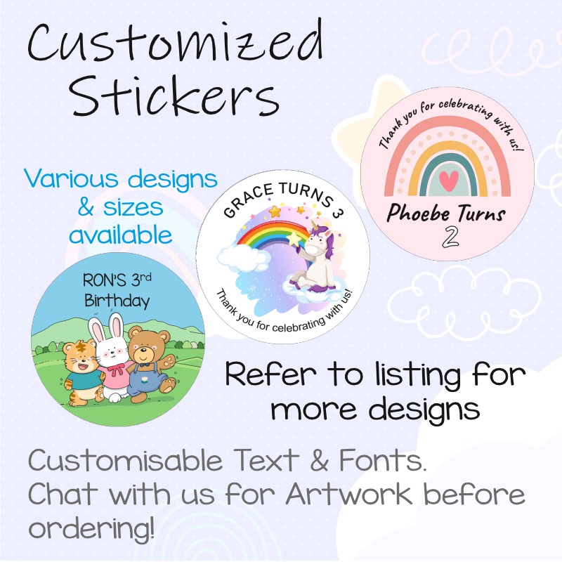 Customised Thank You Stickers | Personalised Kids Birthday Goodies Bag ...