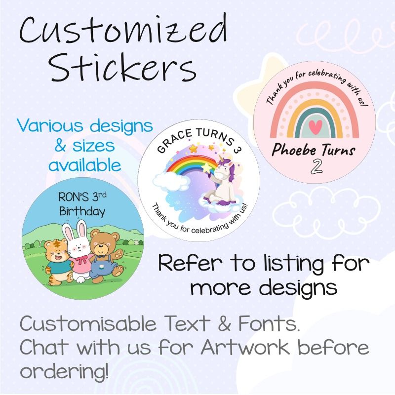 Customised Thank You Stickers | Personalised Kids Birthday Goodies Bag ...