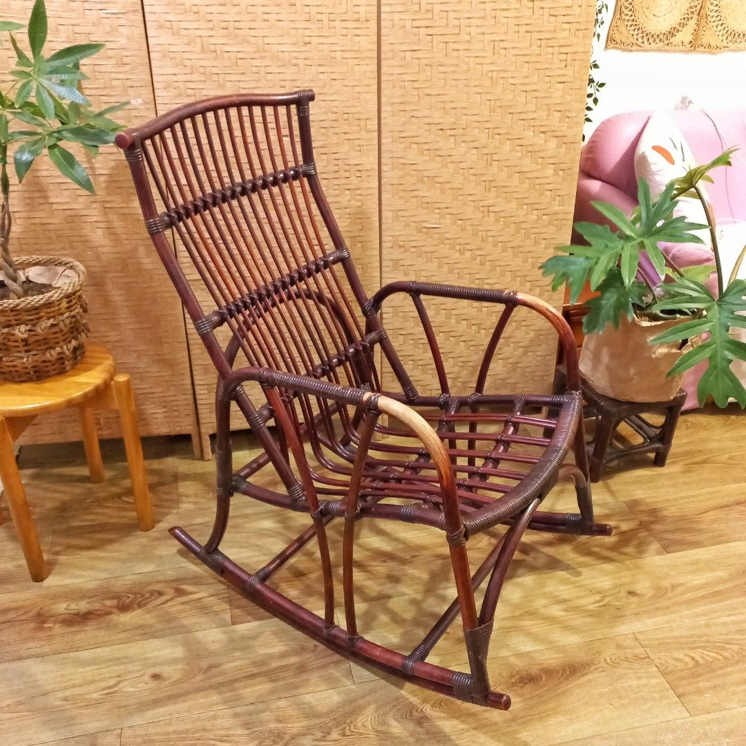 Vintage rare rattan rocking chair durable lounge chair on Carousell