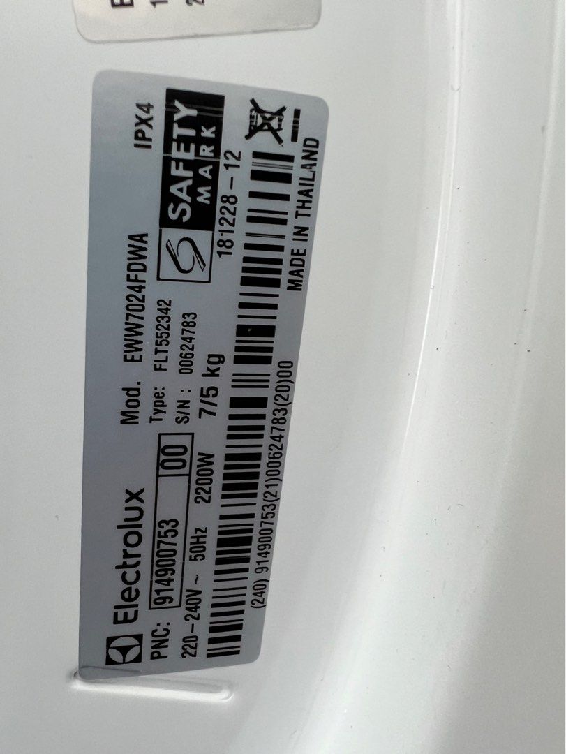 Electrolux Washer Dryer (7 Kg/5 Kg) Ultimate Care Front Load