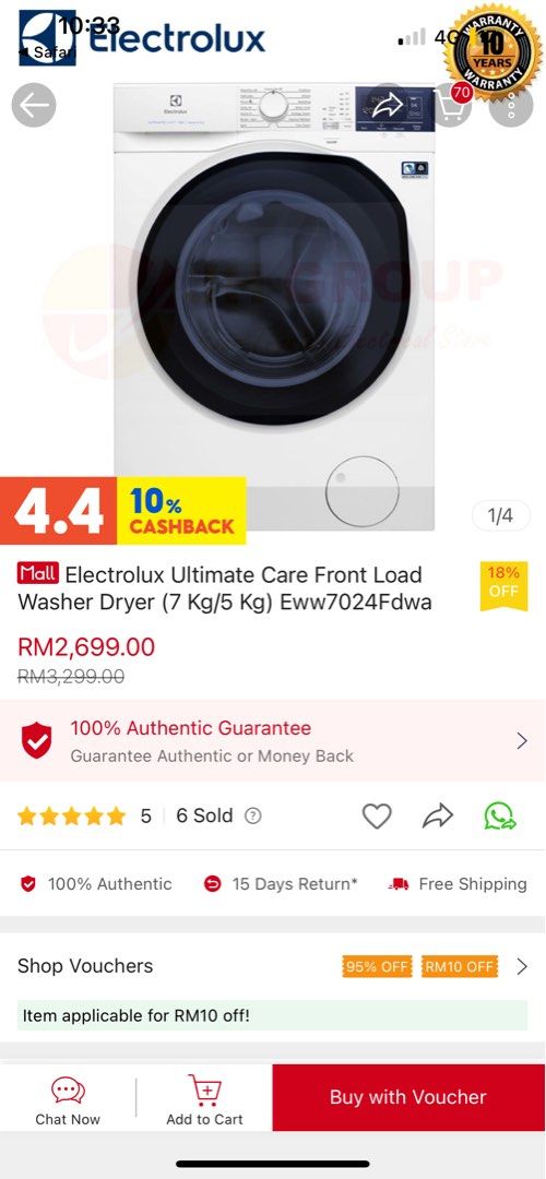 Electrolux Washer Dryer (7 Kg/5 Kg) Ultimate Care Front Load
