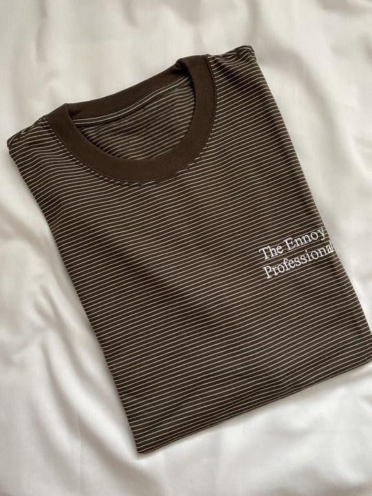 Ennoy professional 間條T-shirt 啡色L 大碼, 男裝, 上身及套裝, T