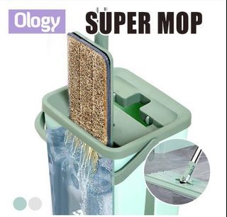 Ezzy Mop 3.0 with Bucket Super Revolutionary Floor Cleaning Tool Wet Dry Broom Hand Free Bathroom Flat Mops