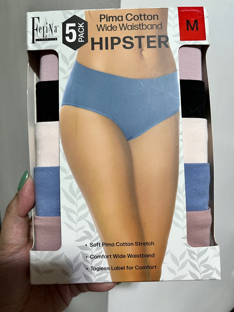 Felina 5 pack Pima Cotton Wide Waistband Hipster Panties - from