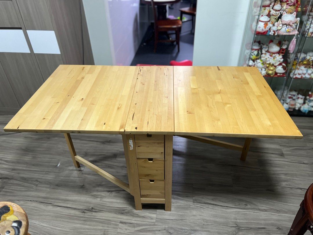 Foldable dining table with drawers, Furniture & Home Living, Furniture