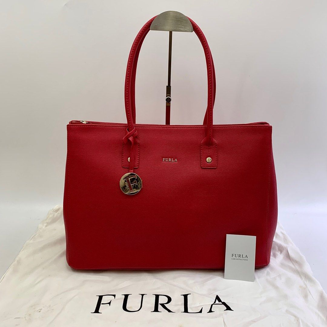 Furla red tote bag sales