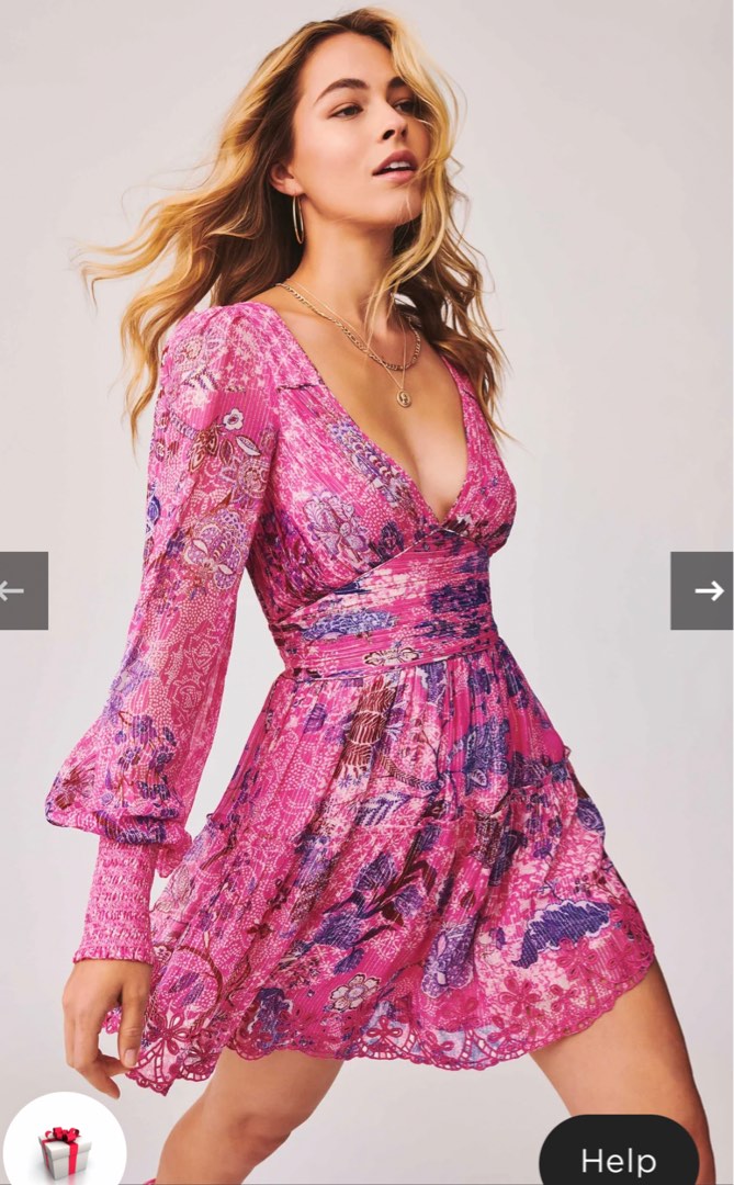 hemant and nandita pink puff sleeve dress Hemant & Nandita Pink Puff Sleeve Dress by Hemant & Nandita