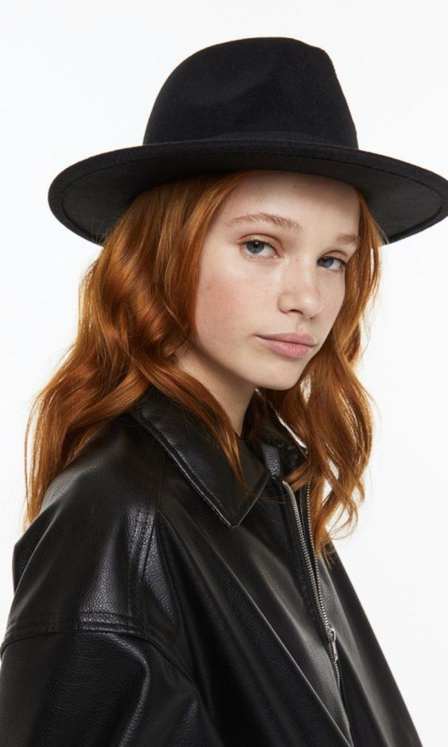 H M Black Wide Brim Felt Hat Women s Fashion Watches