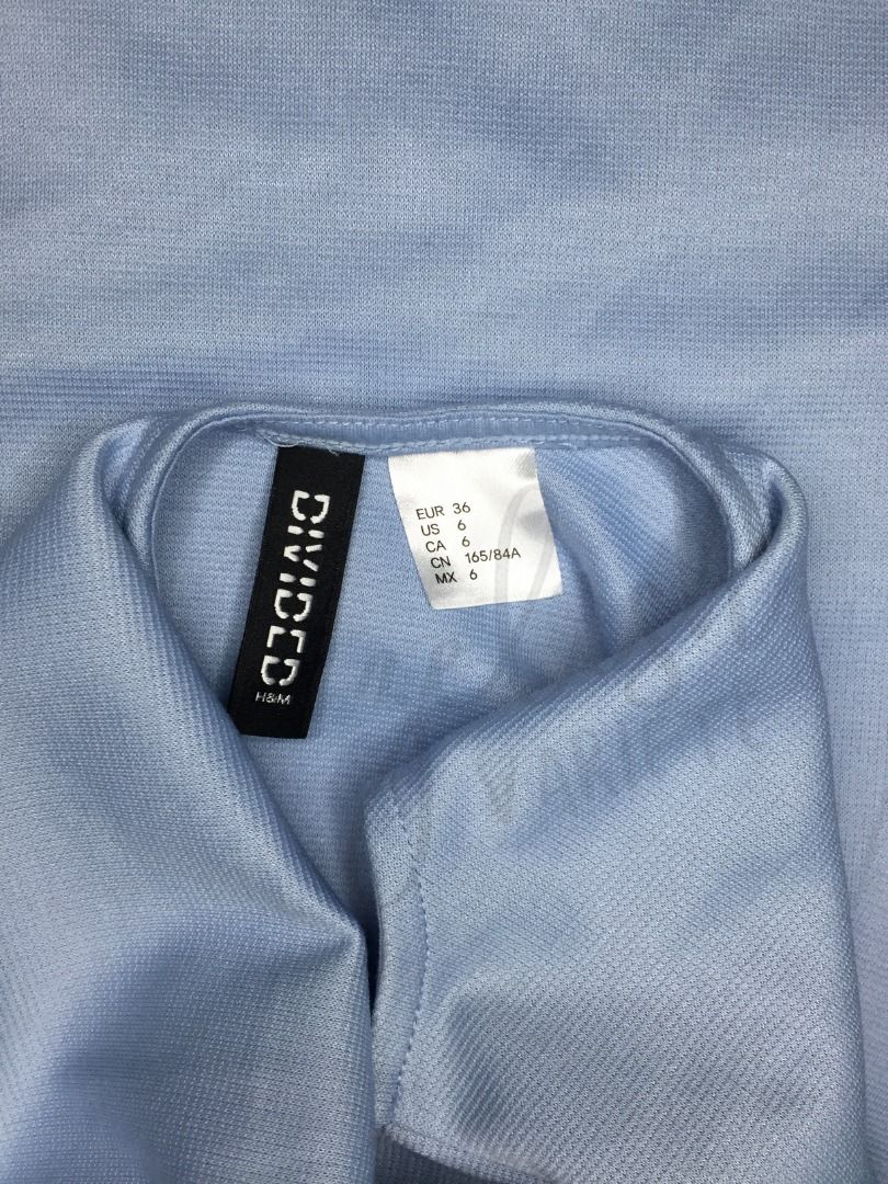 H&M (thrifted) Baby Blue Graphic Printed Skater Mini Dress, Women's