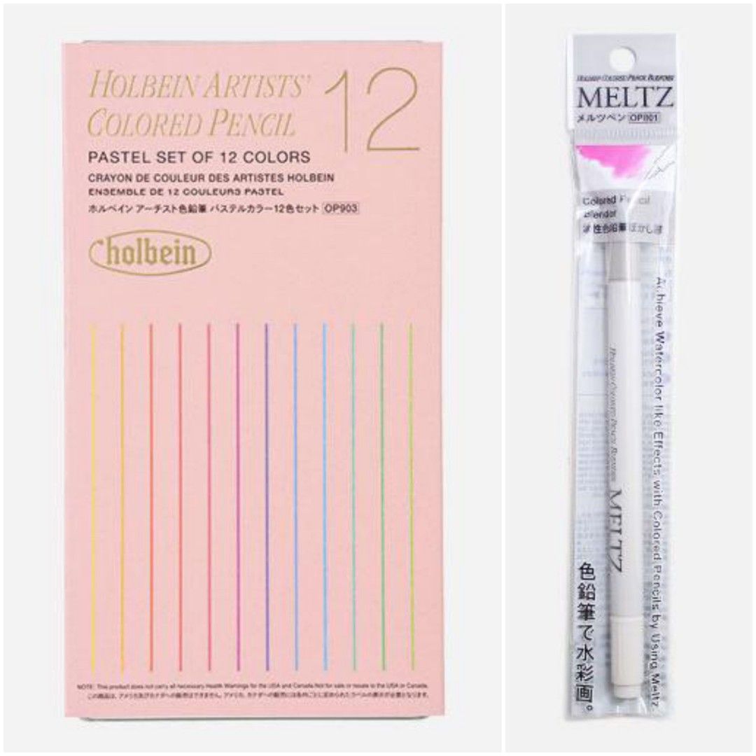 Holbein Artist Color Pencil Pastel Tone Set of 12 + Holbein Meltz Color