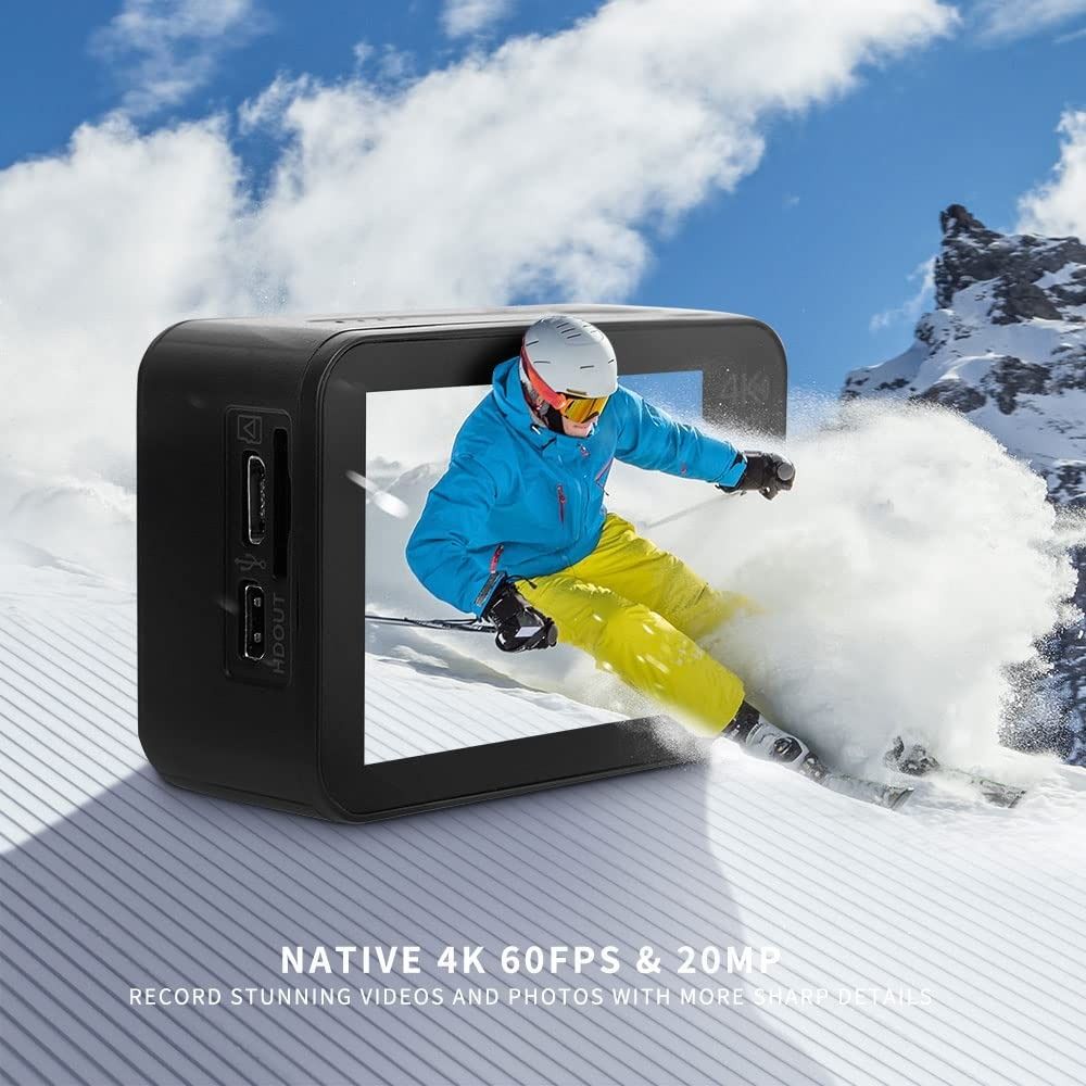 ICONNTECHS IT Action Camera Native 4K 60fps 20MP Touch Screen WiFi EIS Stabilization Waterproof Sports Action Cam 170 Degree Wide Viewing Angle Helmet