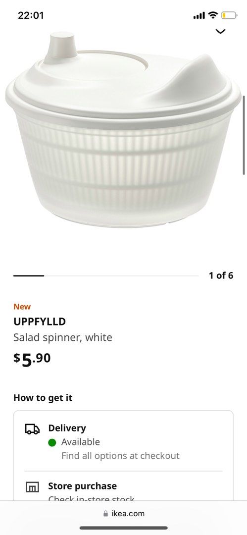 UPPFYLLD Salad spinner, white - IKEA