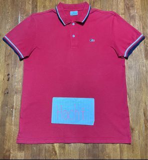 Lacoste Red Tipped Tricolor Logo Polo Shirt