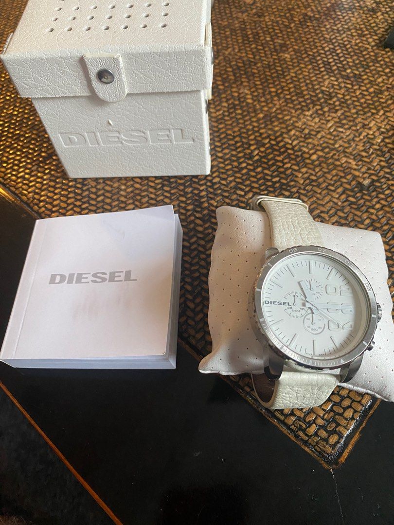 large white diesel watch