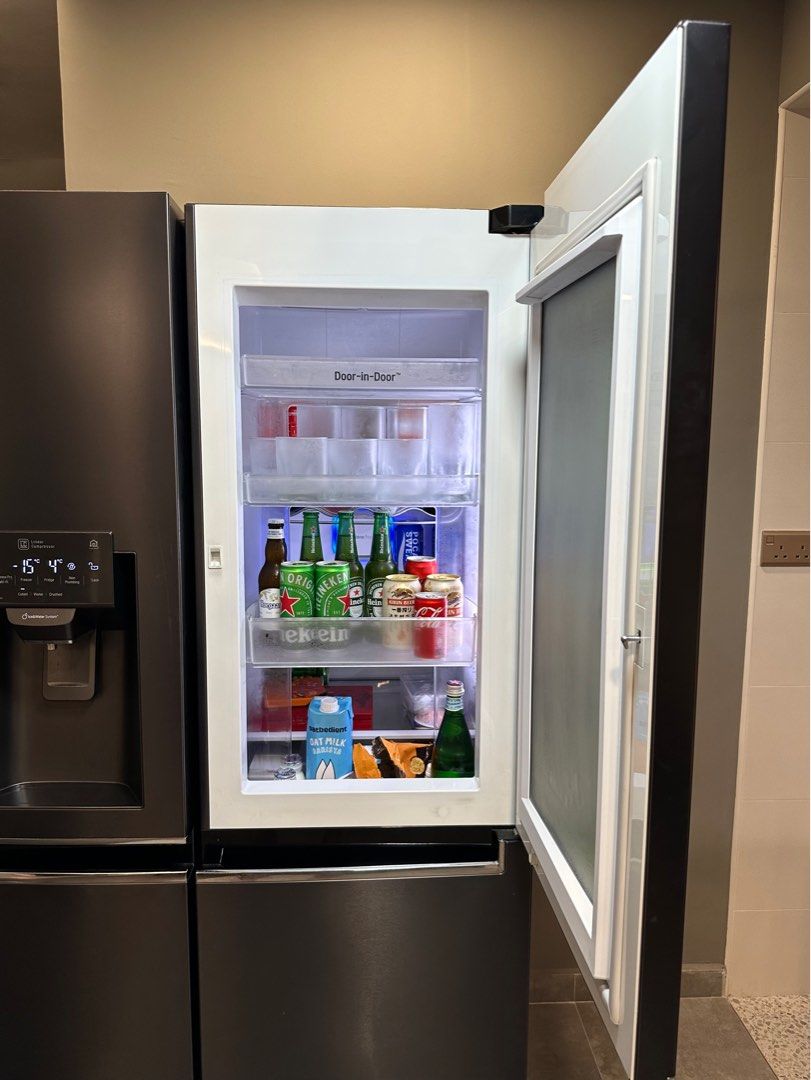 LG 601L Refrigerator with instaview and dispenser, TV & Home Appliances