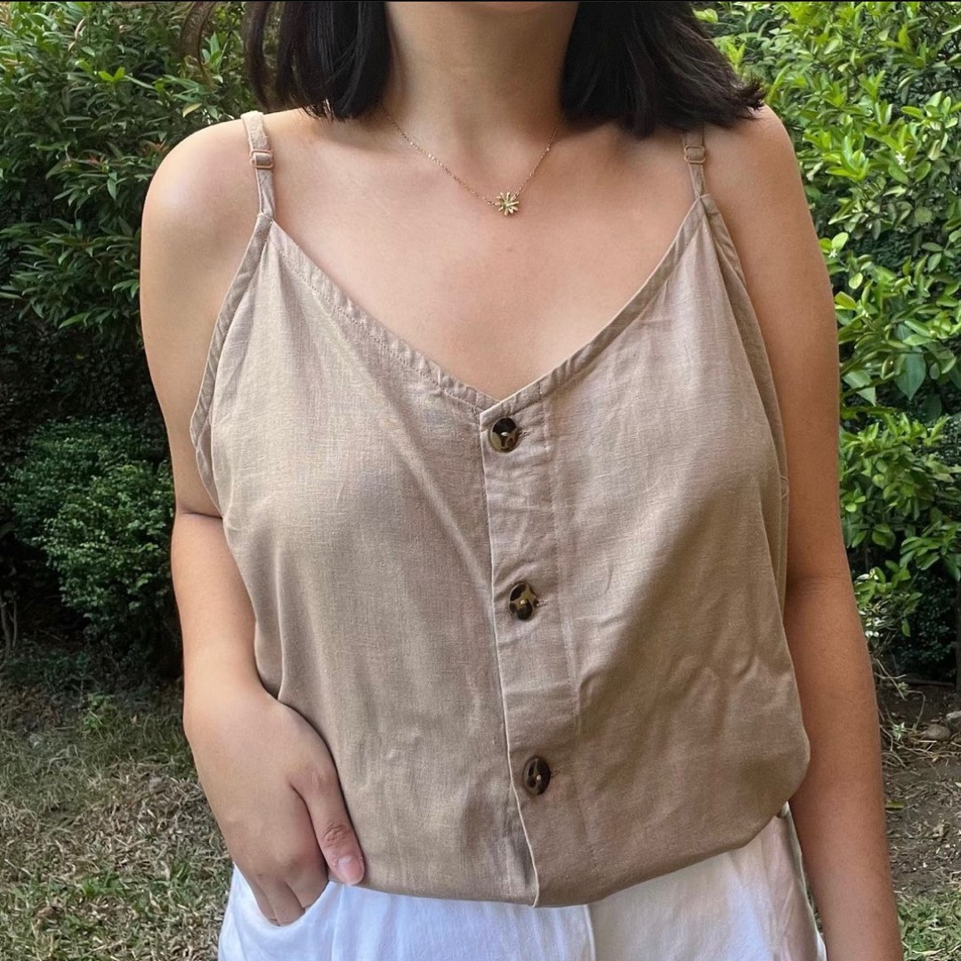 light brown cami top, Women's Fashion, Tops, Sleeveless on Carousell