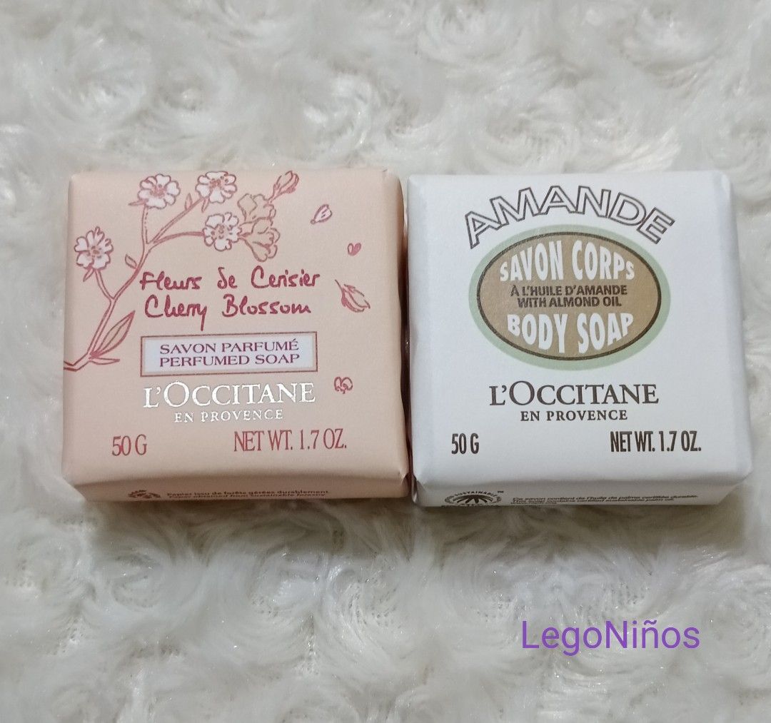 L'occitane Perfumed Body Soap (Category: Bath) located in Antipolo. Submitted by legoninos.legoninas (Listing ID 1224439789, Image 1). Description: items on hand Cherry Blossom Perfumed Soap 50g ---SOLD--- Almond Body Soap 50g Authentic, brand new and sealed..