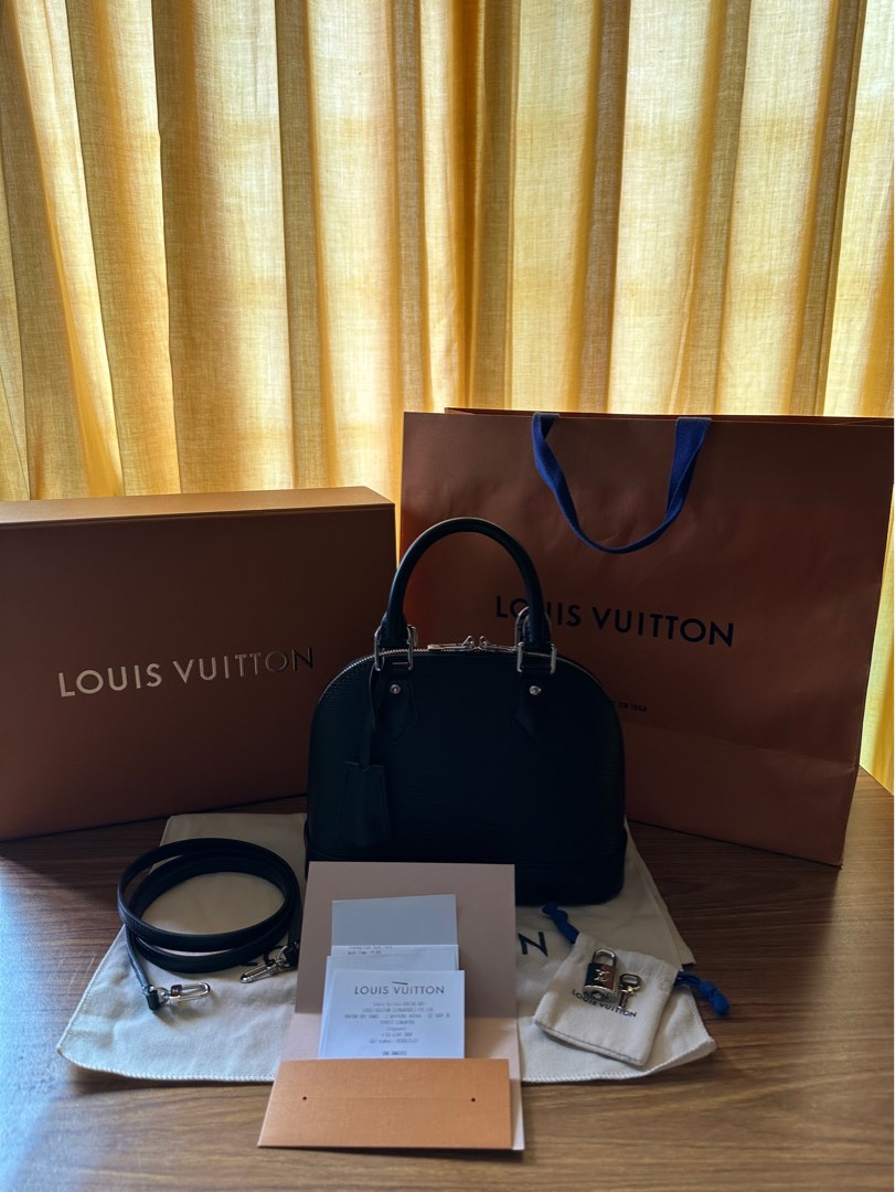 Louis Vuitton Alma BB Noir Epi Leather Bag with Jacquard Strap, Luxury,  Bags & Wallets on Carousell