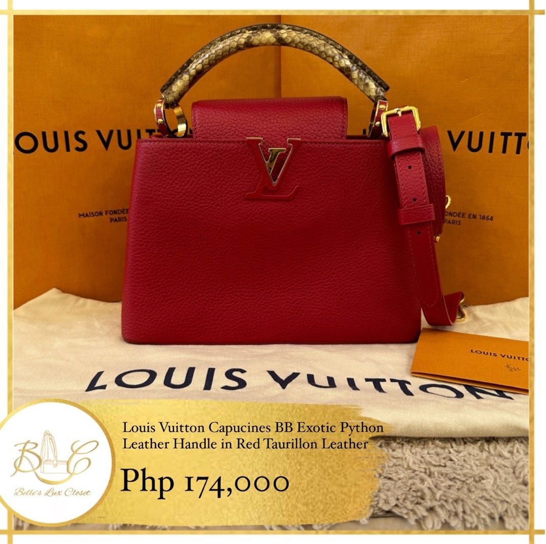 LV Capucines Mini in Red with GHW, Luxury, Bags & Wallets on Carousell